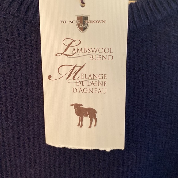 NET Black Brown  lambs wool dark navy sweater - Picture 3 of 9